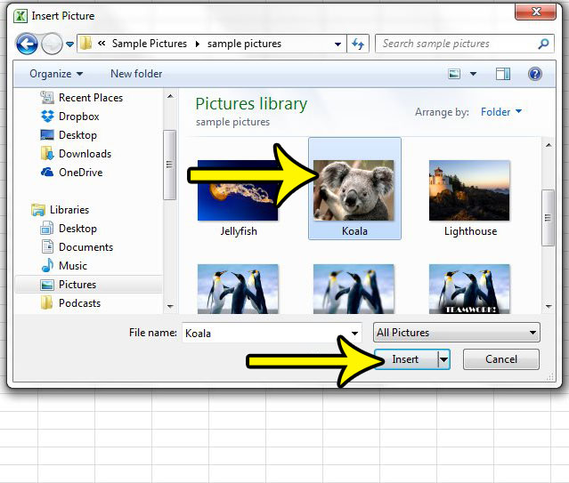 how to insert a picture into a cell in excel 2010