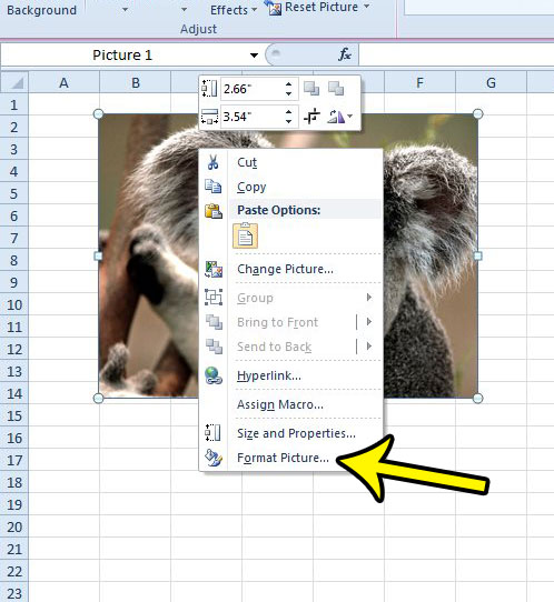 change a picture in excel