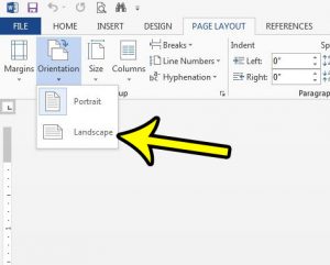 how to switch to landscape orientation in word 2013