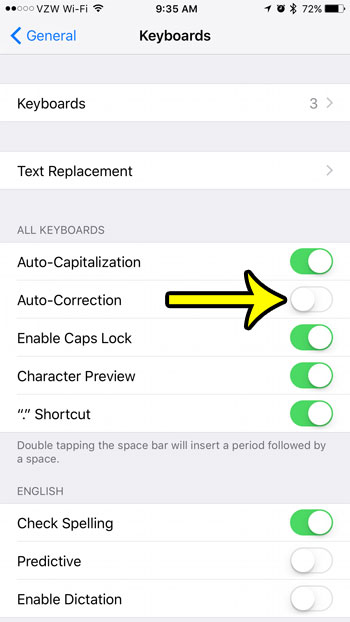 how to turn off autocorrect on an iphone 7