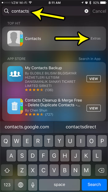 how to find iphone 7 contacts app