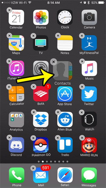how to put the contacts icon on the iphone 7 home screen