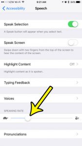 how to slow down speech on an iphone 7