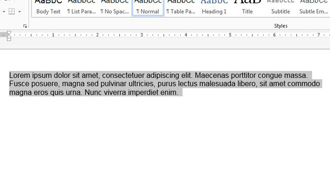 center selected text vertically in word