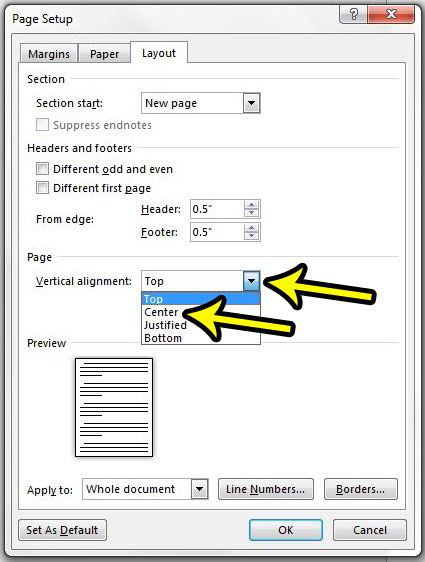 how to center text in word document