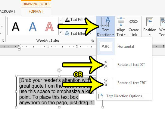 how to write vertically in word