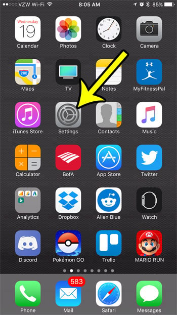 open the iphone settings menu