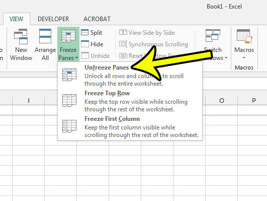why is the top row always visible in excel 2013 spreadsheet