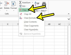 how to clear cell formatting in excel 2013