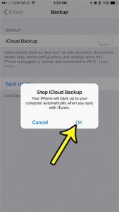 how to turn off the icloud backup on an iphone 7
