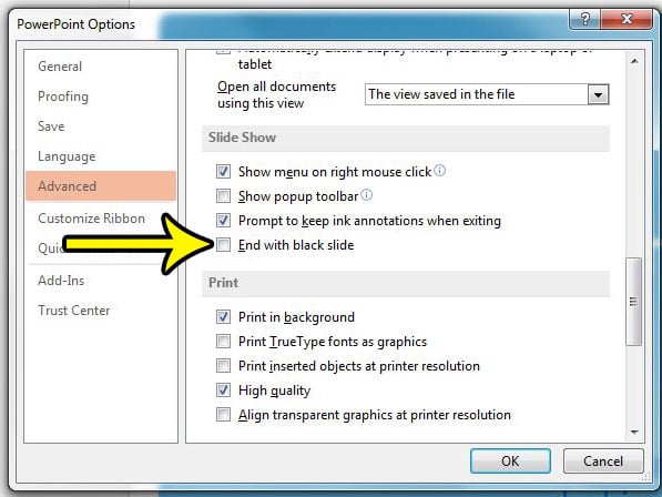 How to End With the Last Slide Instead of a Black Screen in Powerpoint 2013 - 6