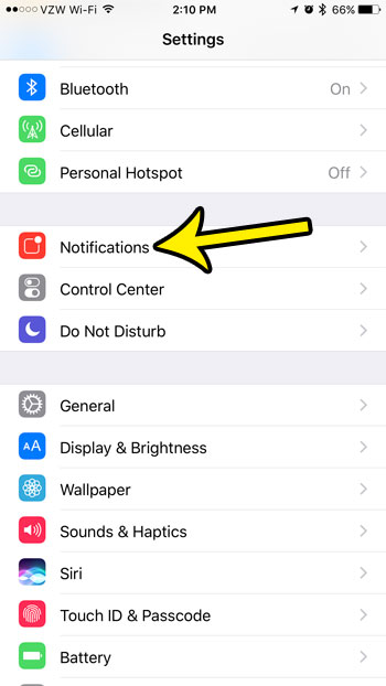 open the iphone notifications menu
