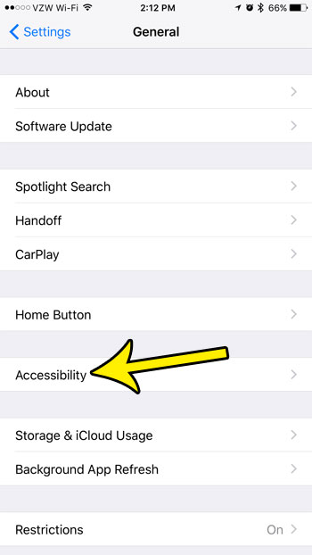 open the iphone's accessibility menu