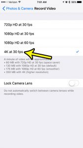 how to record video in 4k on an iphone 7