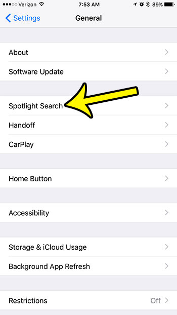open the spotlight search menu on iphone 7