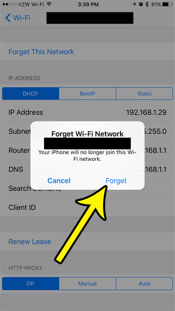 how to reset a wifi password on an iphone 7