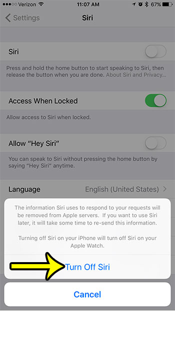 how to turn off siri on iphone 7