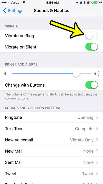 how to stop the iphone 7 from vibrating when it rings