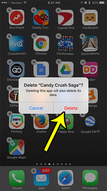 how to delete an app from an iphone 7