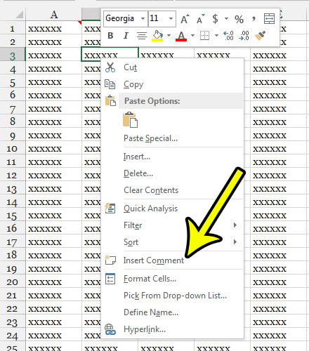 how to insert a comment in excel 2013