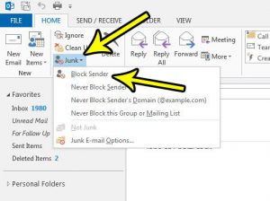 how to block a sender in outlook 2013
