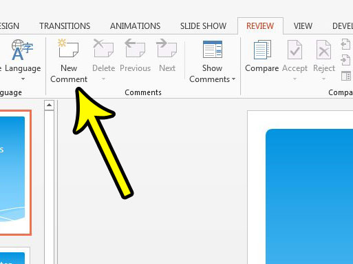add a new comment in powerpoint 2013
