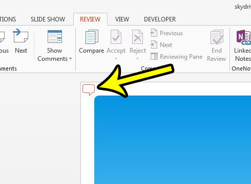 how to identify a comment in powerpoint 2013