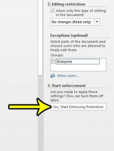 how to restrict editing in word 2013