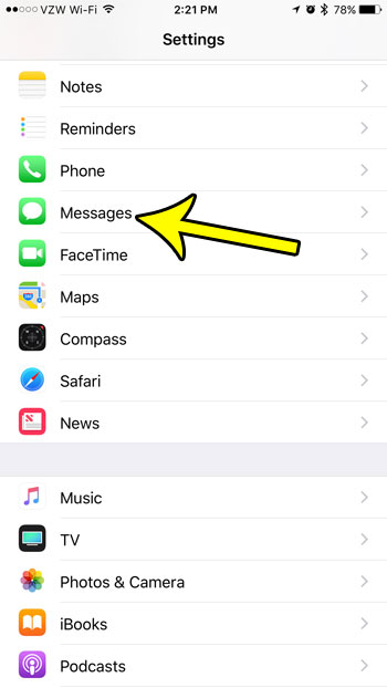 open the iphone messages menu
