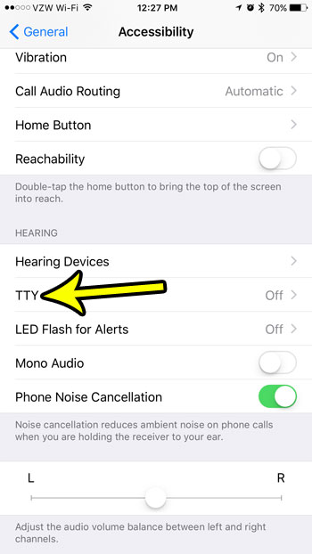 toggle the tty setting on iphone