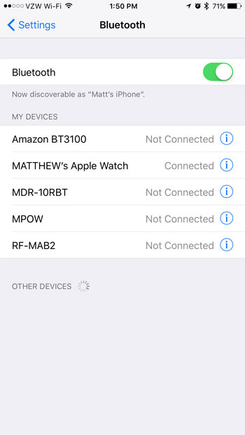 what is using bluetooth on my iphone 7