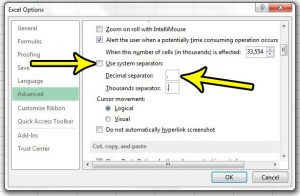 how to change the decimal separator in excel 2013