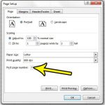 how to change the first page number in excel 2013