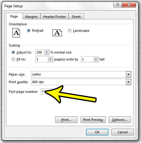 How to Change the First Page Number in Excel 2013 - 96