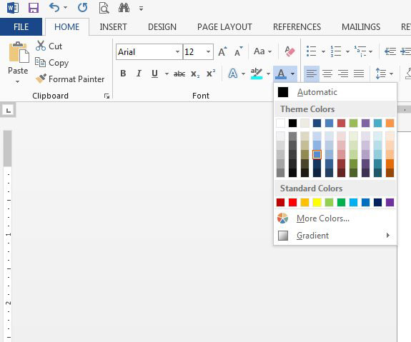 word how to change only selected text color
