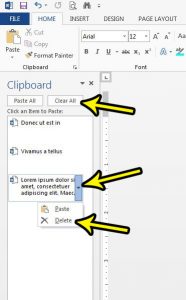 how to clear the clipboard in word 2013