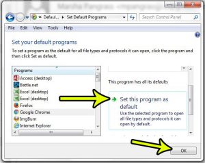how to set the default browser for excel 2013 links