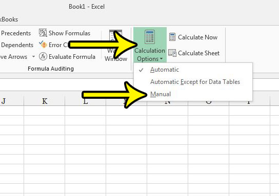 how to disable automatic formula updates in excel 2013