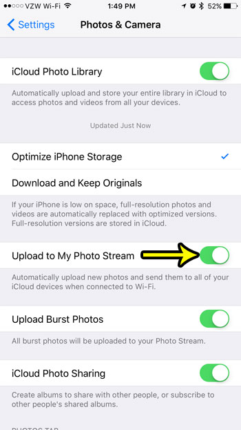 how to disable iphone 7 photo stream