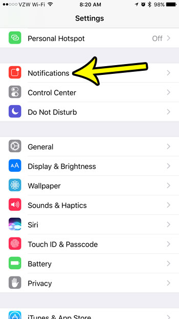 open notifications on iphone