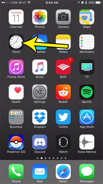 open iphone clock app