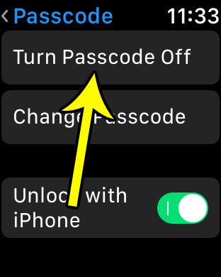 disable passcode on apple watch