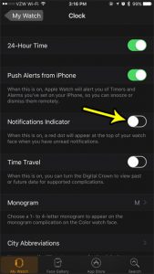how to hide the notification indicator on the apple watch