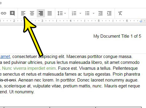 how to put page numbers on left side in google docs