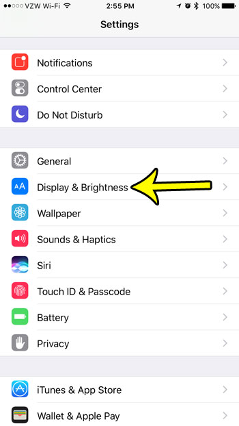 iphone display and brightness menu