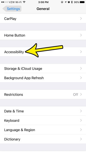 iphone accessibility menu