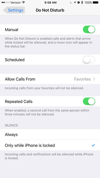 iphone 7 how to do not disturb