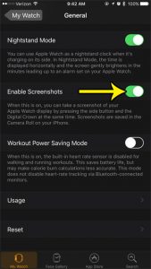 how to enable screenshots on apple watch