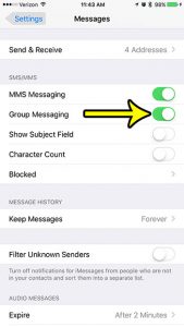 how to enable group messaging on an iphone 7