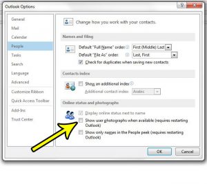 how to hide contact pictures in outlook 2013